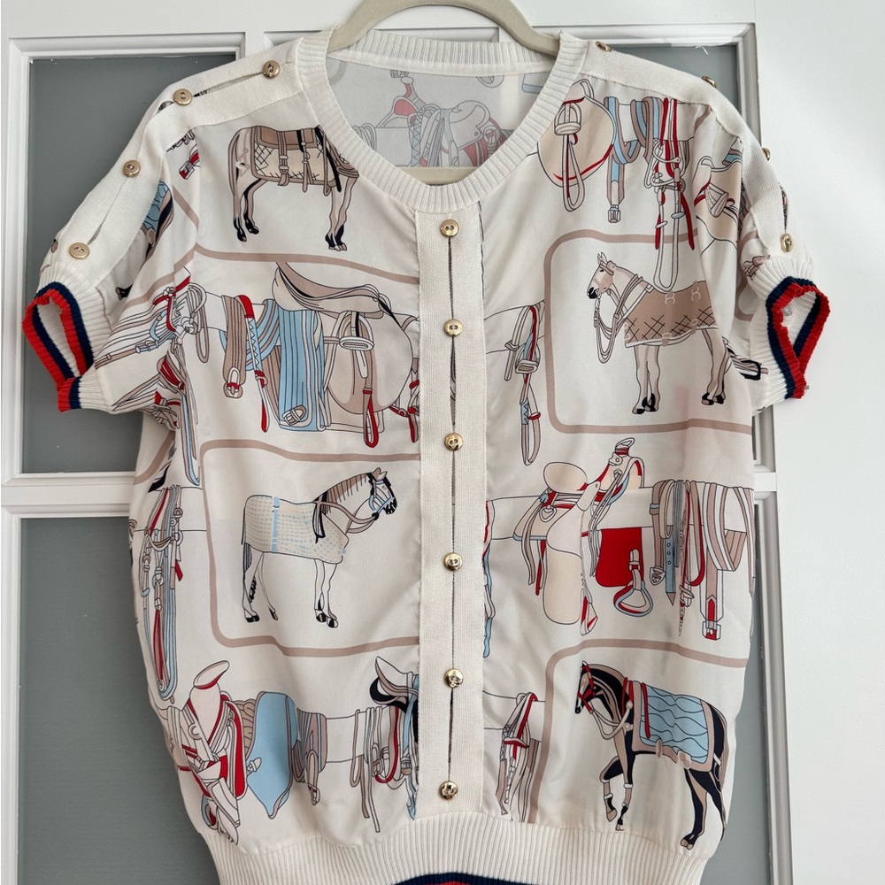 Women’s Equestrian Print Blouse
